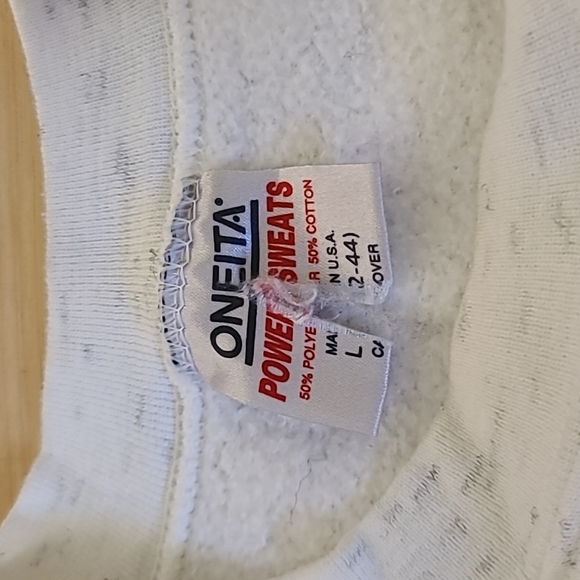 Unisex ONEITA White Snowy Animal Sweatshirt Size L - Picture 7 of 7